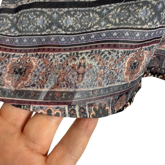 Live & Let Live Womens 1X Boho Print Knit Tunic Top Lace Detail Contrasting Hem - Picture 10 of 12